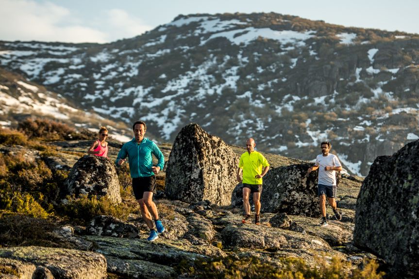 Trail running together.