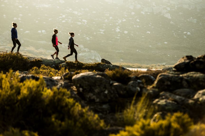 Walking together in the mountain.